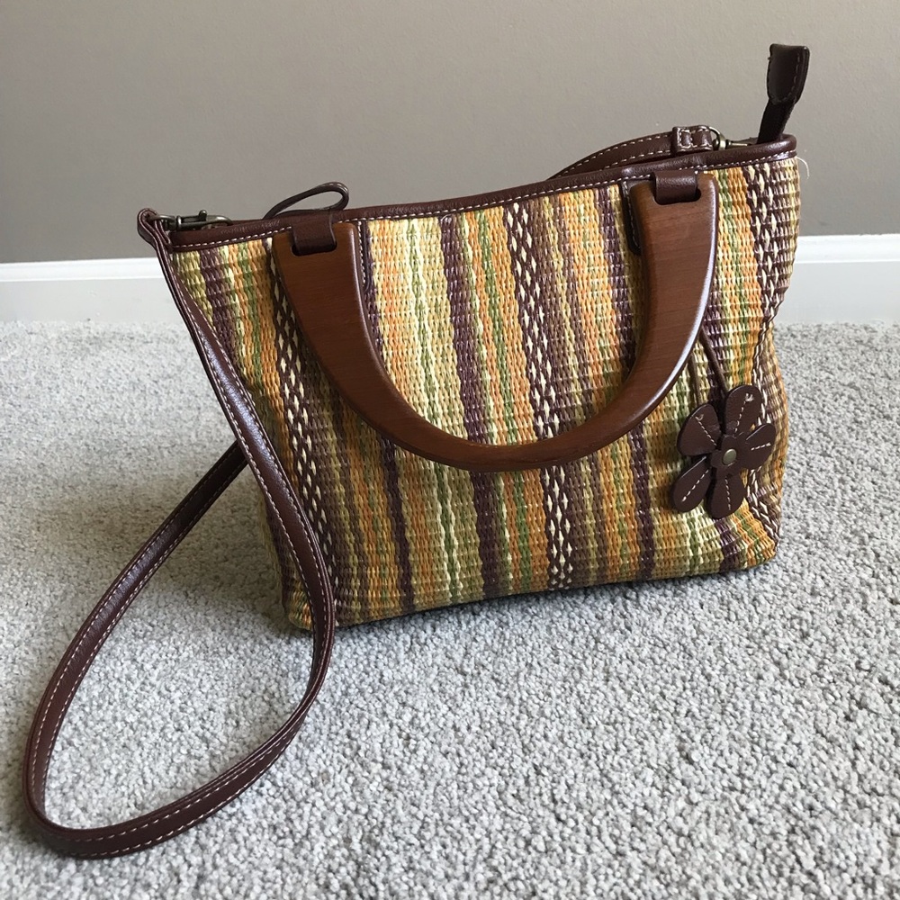 Relle Straw & Leather Handbag Purse Crossbody